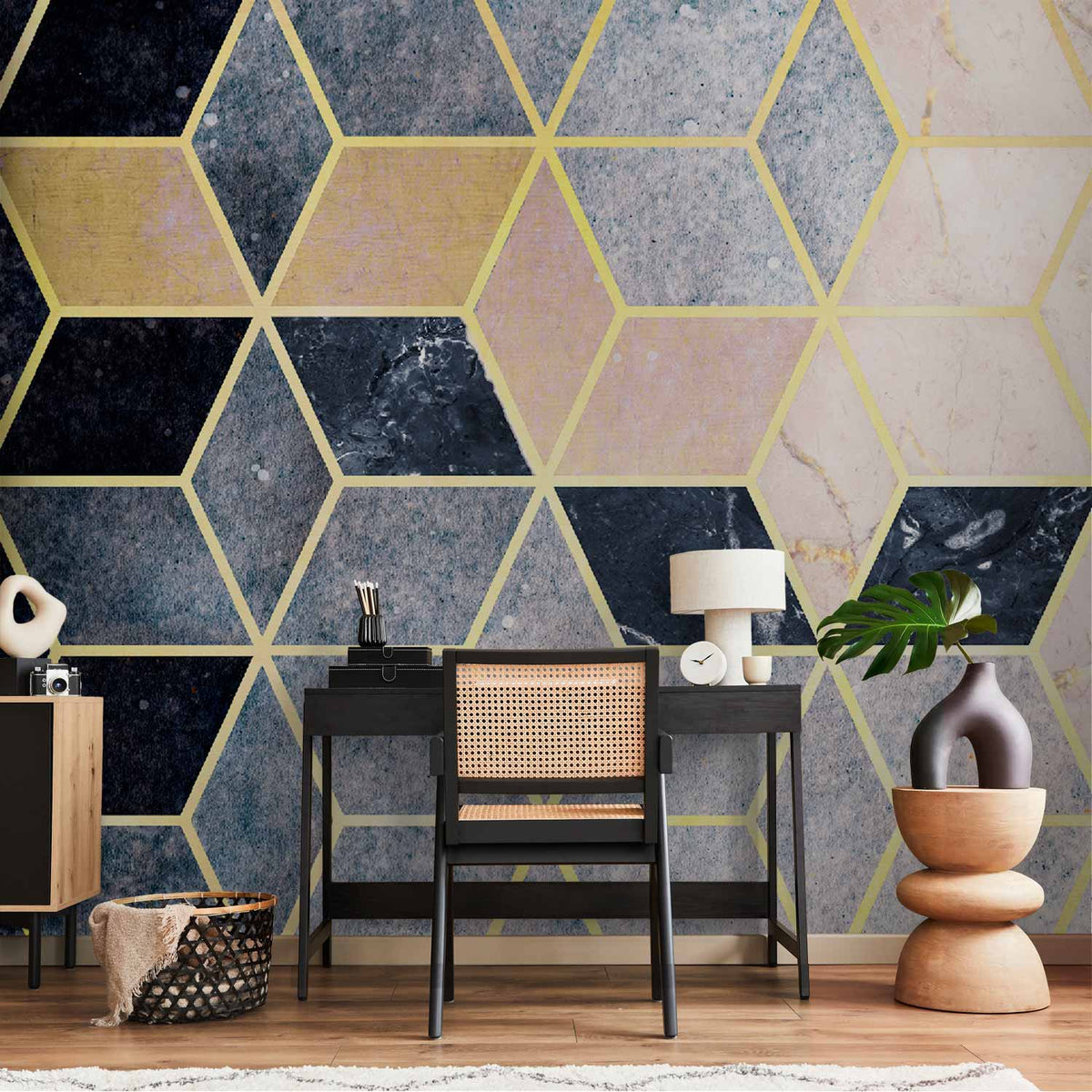 Fotobehang Blue Geometric Pattern