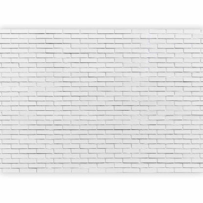 Fotobehang Snow Brick - Pattern Imitating a Brick Wall in White