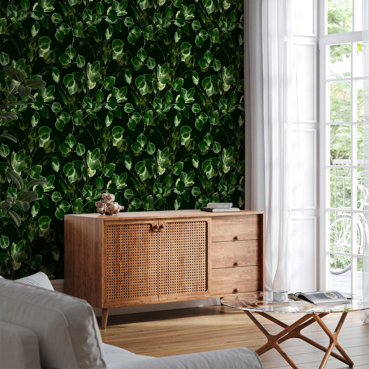 Behang Groene Decoratie — sfeerfoto 1