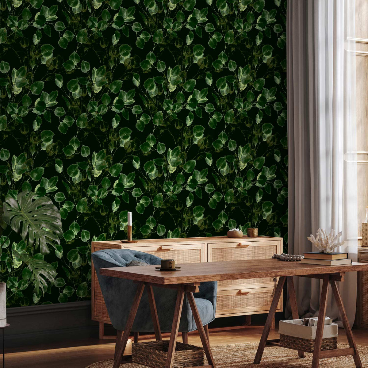 Behang Groene Decoratie — sfeerfoto 4