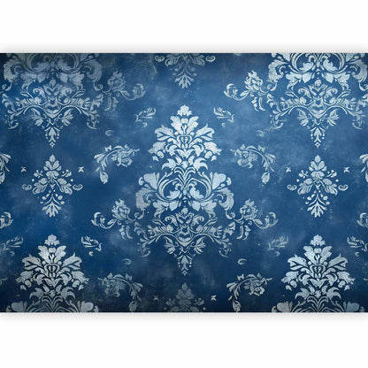 Fotobehang Retro Ornament Decorative Motif in Worn Blues