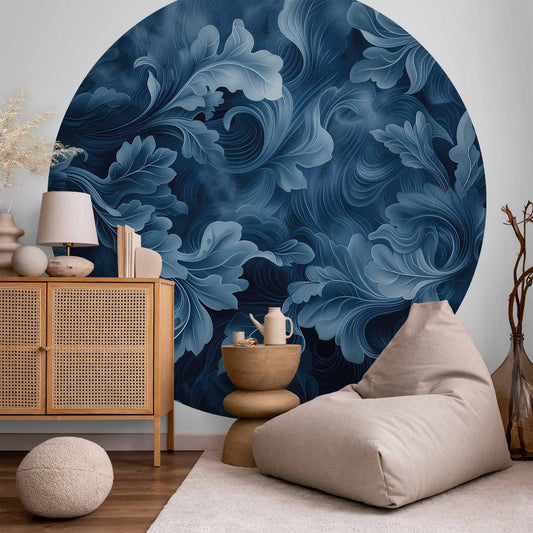 Rond fotobehang Diepblauw Ornament — sfeerfoto 1