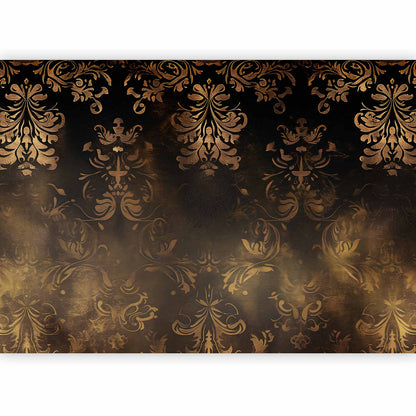 Fotobehang Baroque Ornaments in Patinated Gold and Browns: Retro Motif