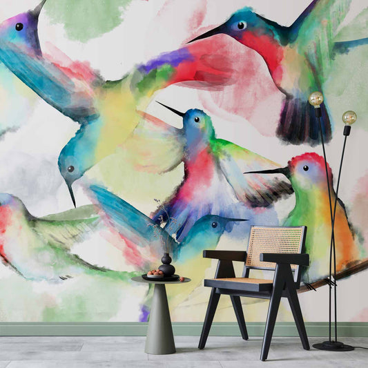 Fotobehang Watercolor Birds