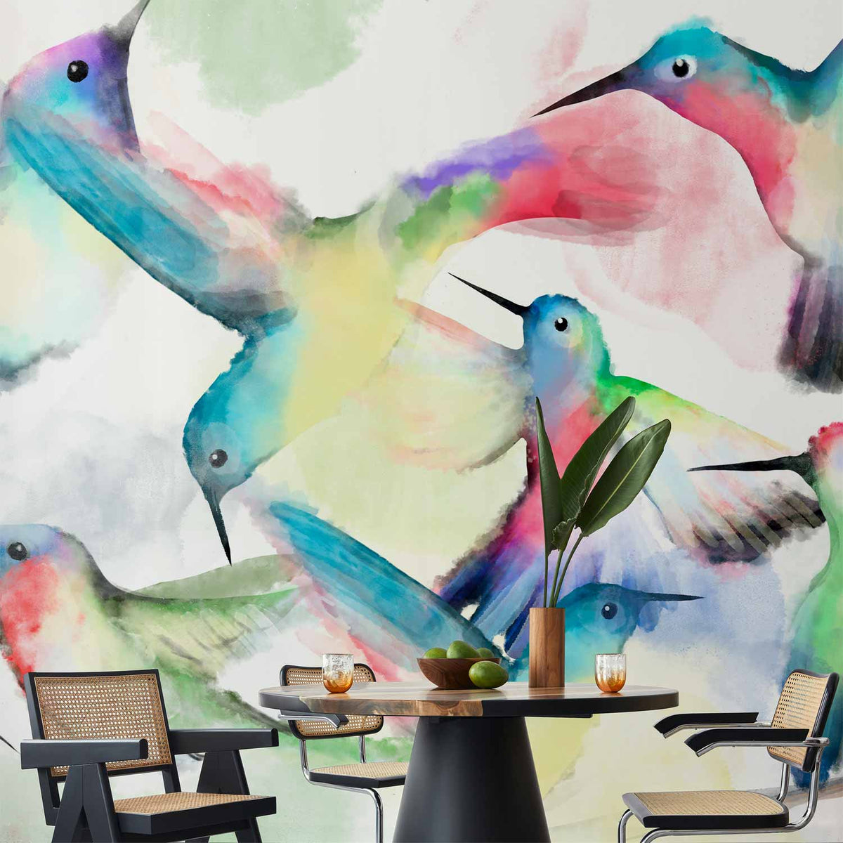 Fotobehang Watercolor Birds
