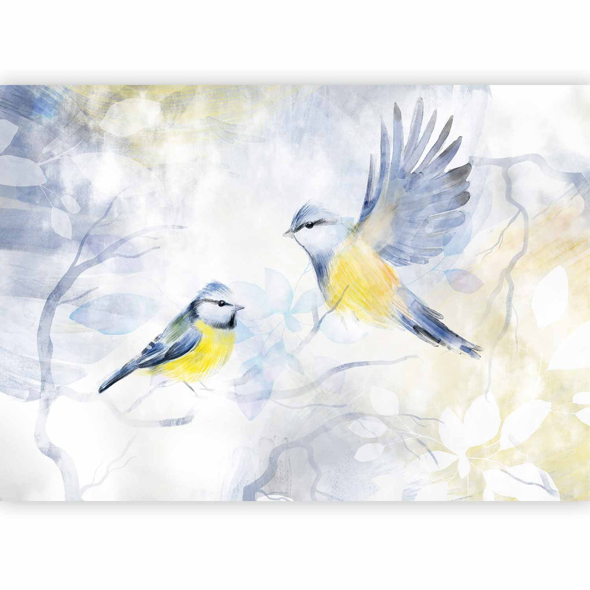 Fotobehang Watercolor Tit - First Variant