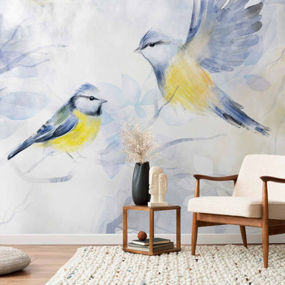 Fotobehang Watercolor Tit - First Variant