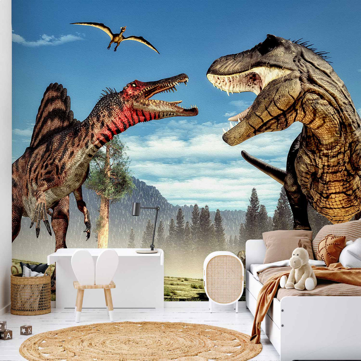 Fotobehang Fighting Dinosaurs