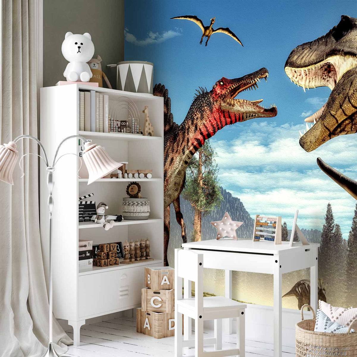 Fotobehang Fighting Dinosaurs