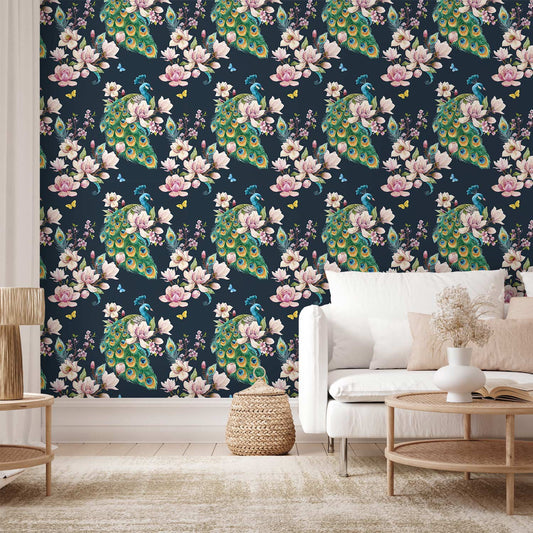 Behang Magnolia en Pauw — sfeerfoto 1