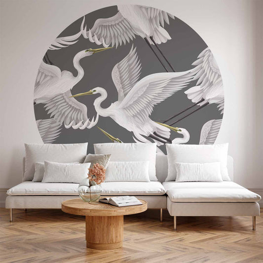 Rond fotobehang Pastelreigers Zand — sfeerfoto 1