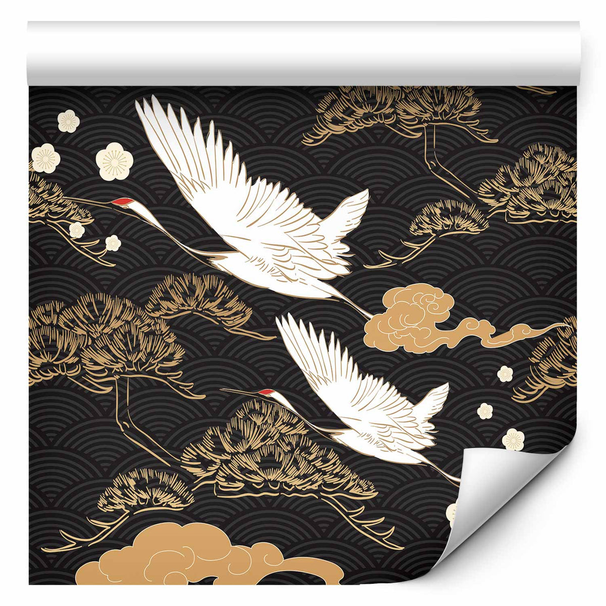 Behang Oosterse Kraanvogels — ontwerp