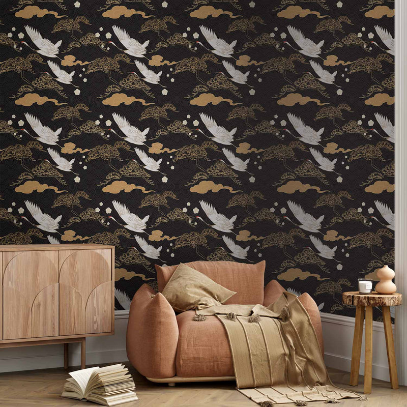 Behang Oosterse Kraanvogels — sfeerfoto 1