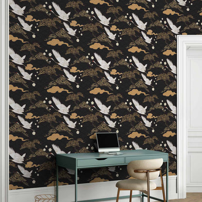 Behang Oosterse Kraanvogels — sfeerfoto 4