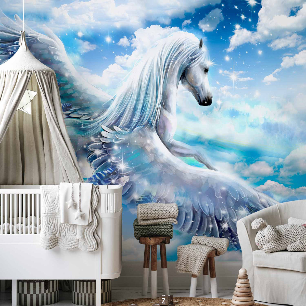 Fotobehang Pegasus (Blue)