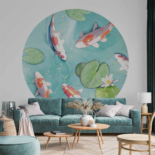 Rond fotobehang Japanse Watertuin — sfeerfoto 1