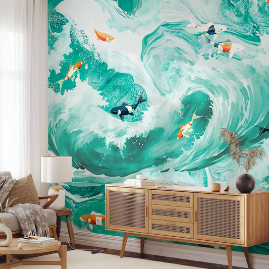 Fotobehang Fish and waves