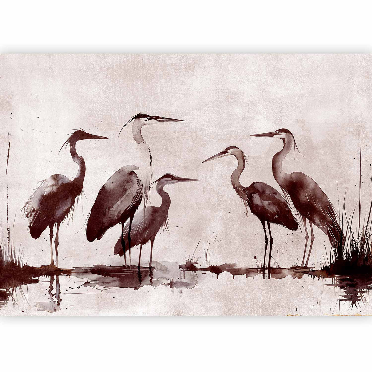 Fotobehang Herons painted with ink