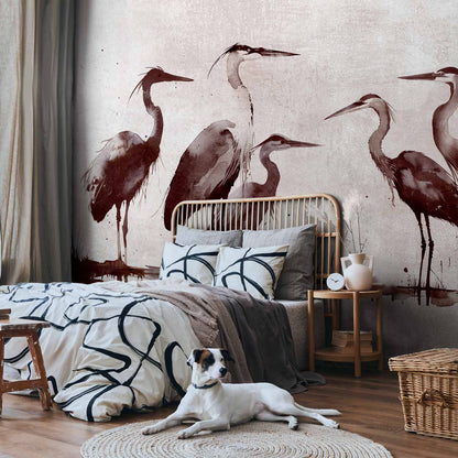 Fotobehang Herons painted with ink