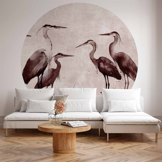 Rond fotobehang Inktreigers — sfeerfoto 1