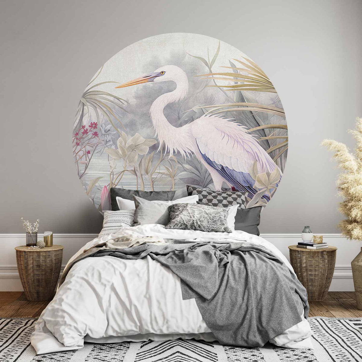 Rond fotobehang Wadende Reiger — sfeerfoto 3