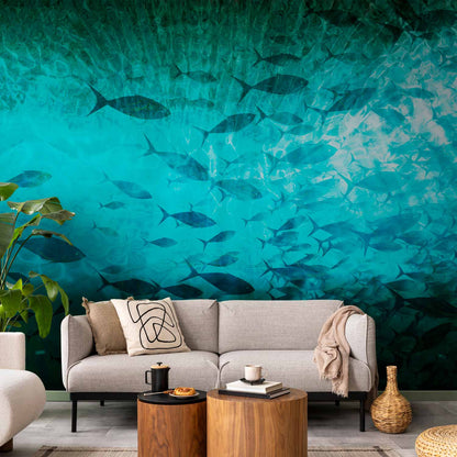Fotobehang A shoal of dark fish