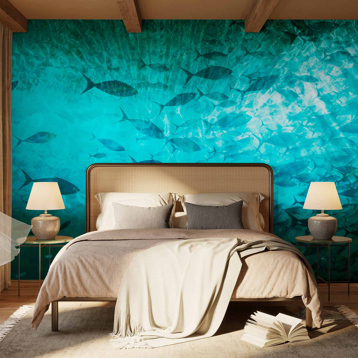 Fotobehang A shoal of dark fish