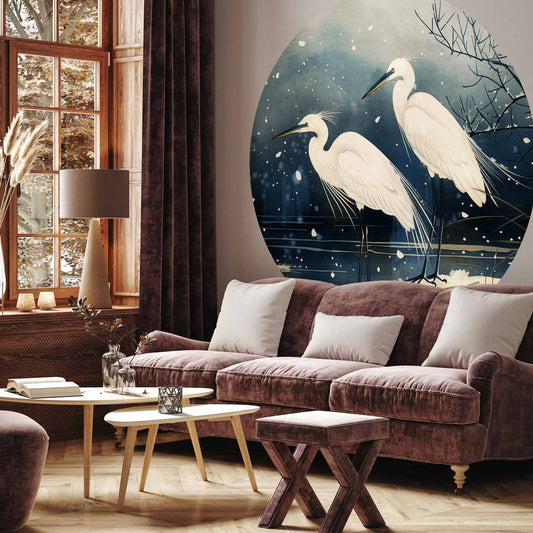 Rond fotobehang Winterreigers — sfeerfoto 1
