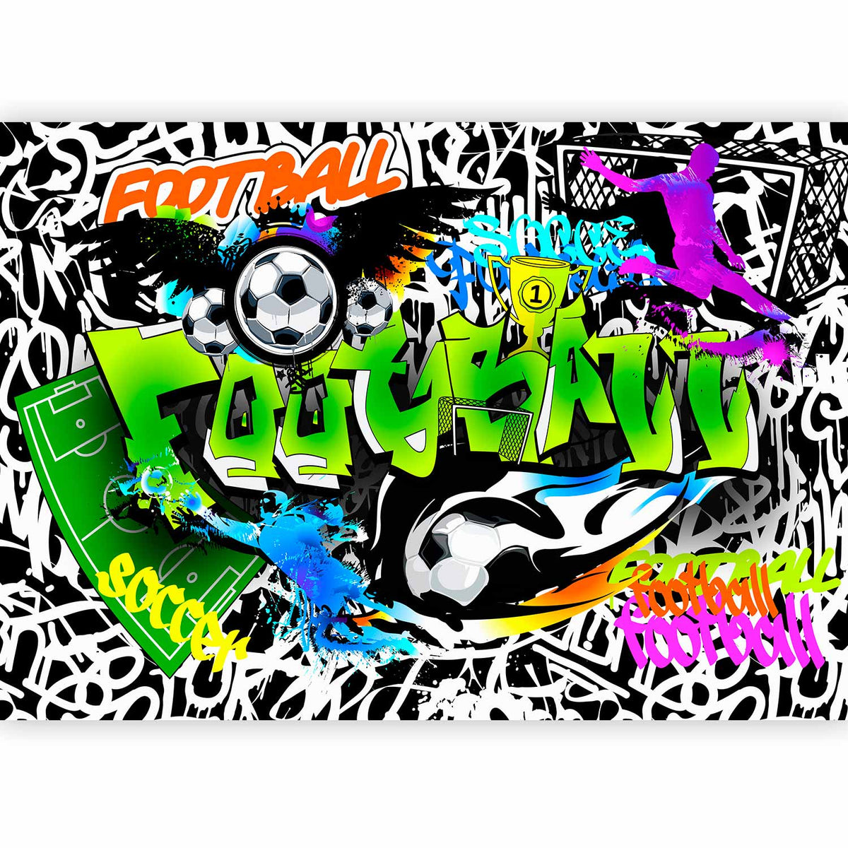 Fotobehang Football Graffiti