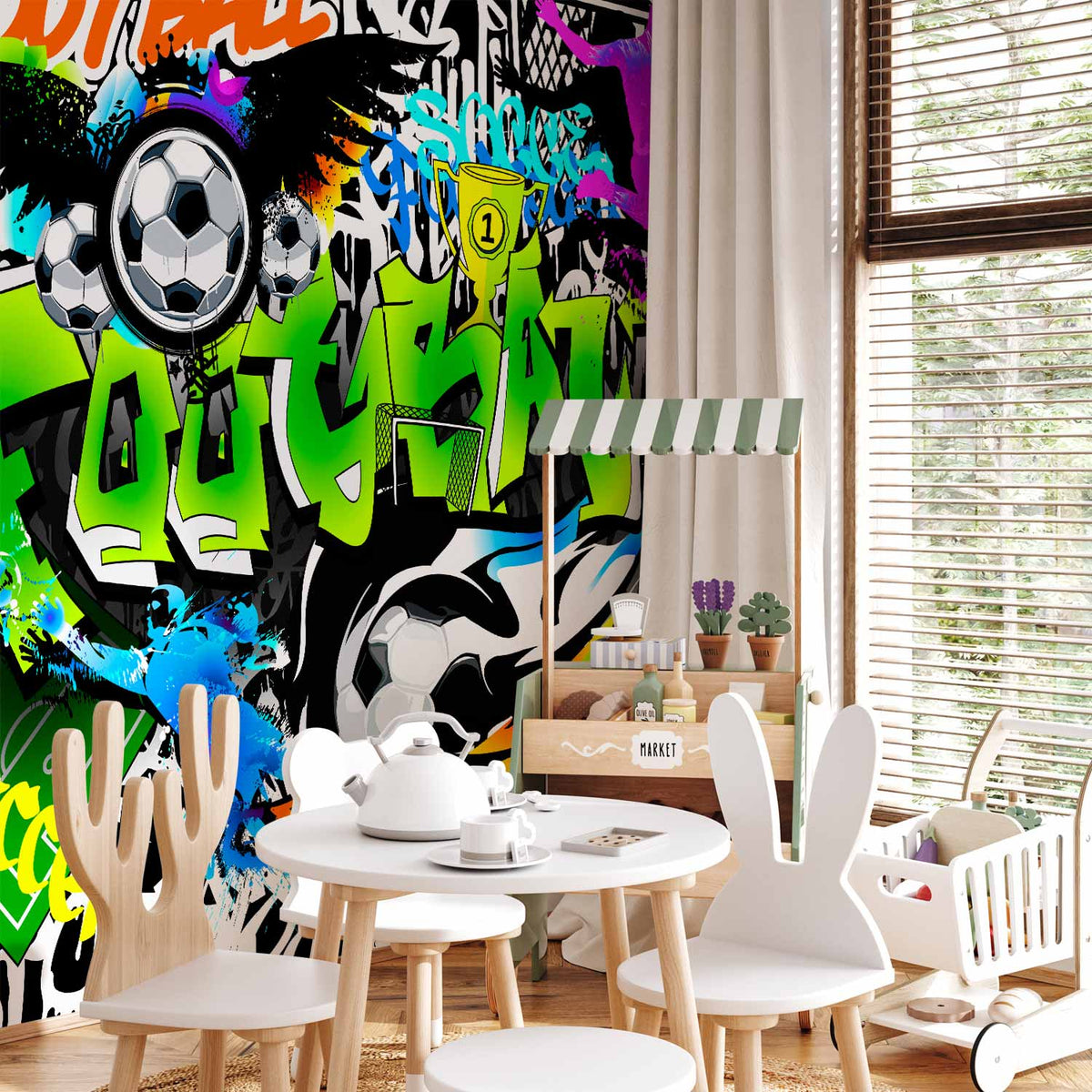 Fotobehang Football Graffiti