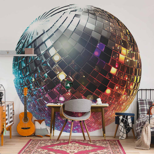 Rond fotobehang Discobal Zilver — sfeerfoto 1