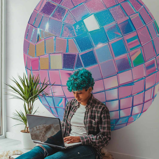 Rond fotobehang Discobal Roze — sfeerfoto 1