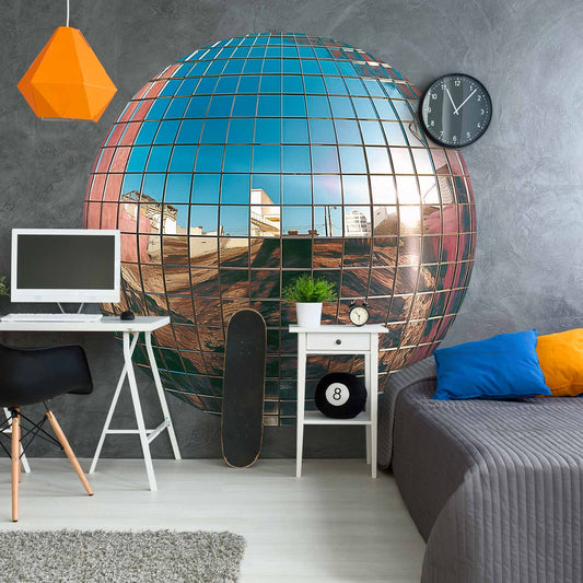 Rond fotobehang Discobal Platina — sfeerfoto 1