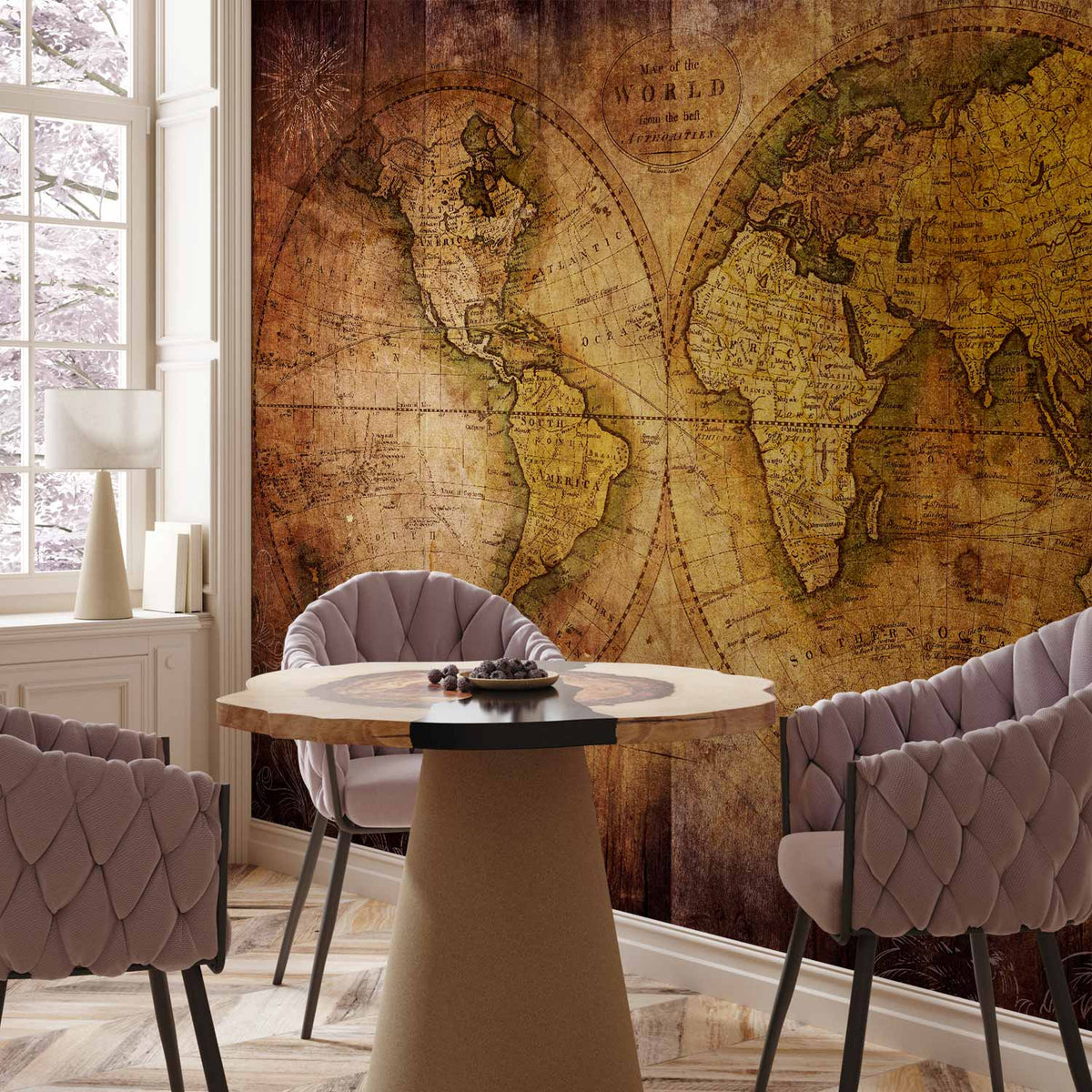 Fotobehang World on old map