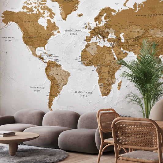 Fotobehang World Map: White Oceans