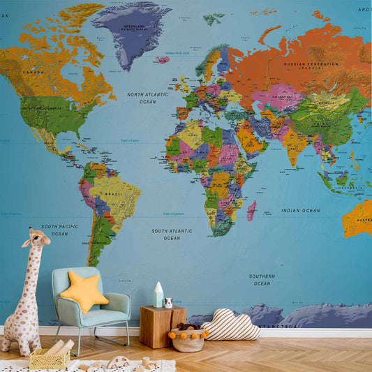 Fotobehang World Map: Colourful Geography