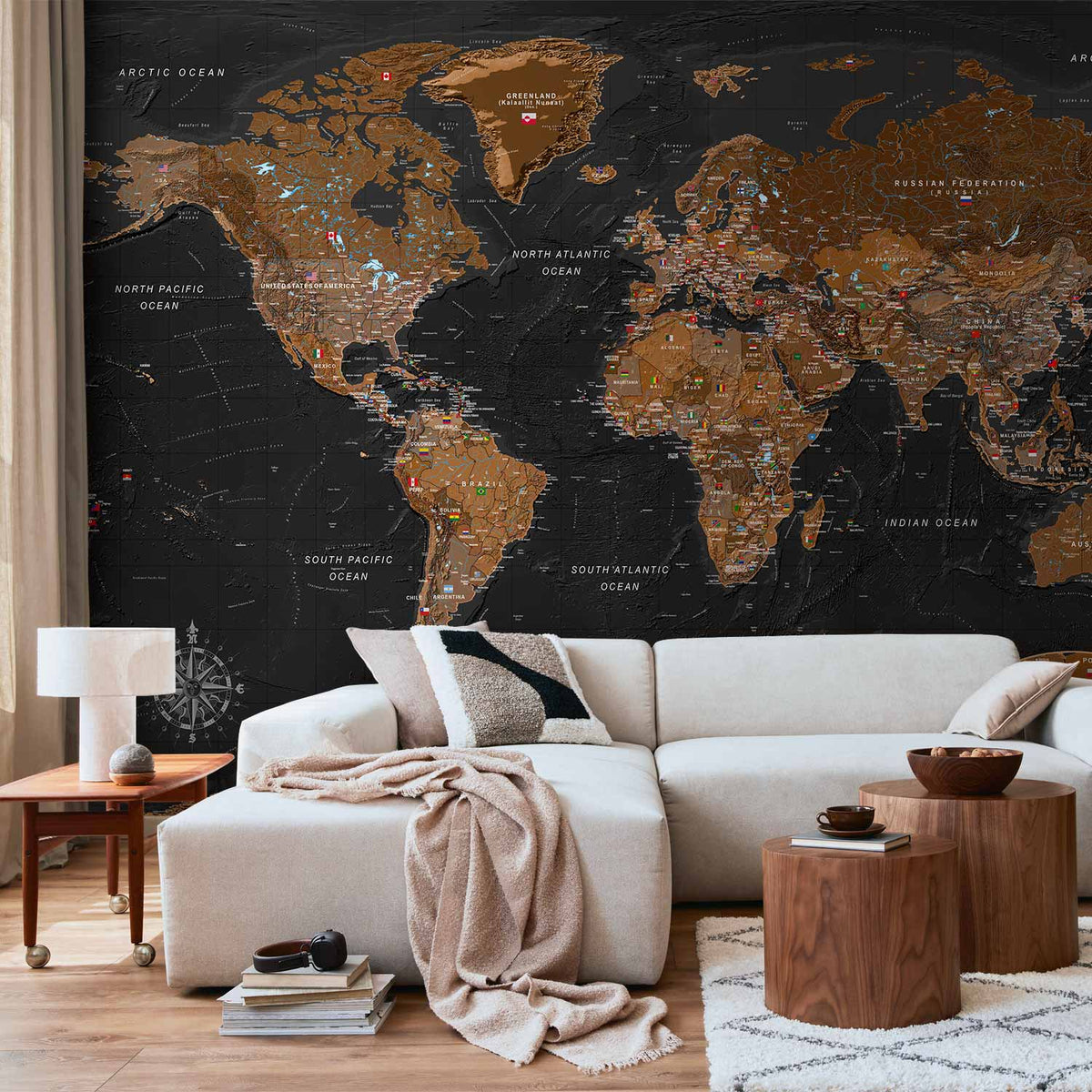 Fotobehang World: Stylish Map
