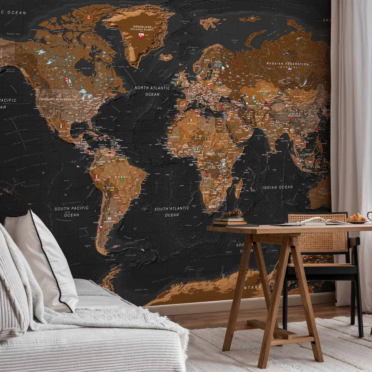 Fotobehang World: Stylish Map