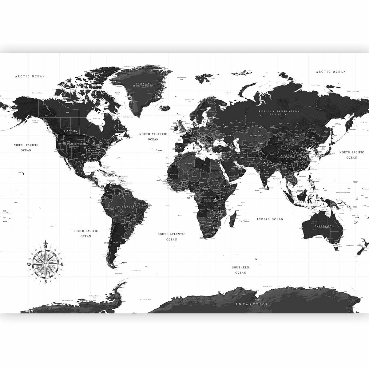 Fotobehang Black and White Map