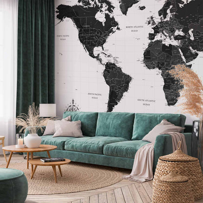 Fotobehang Black and White Map