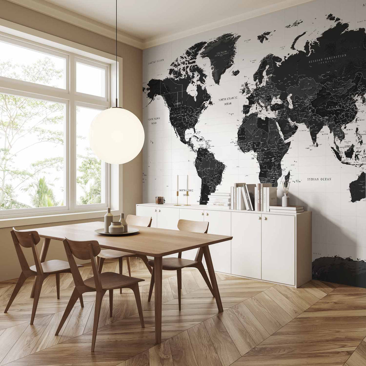 Fotobehang Black and White Map