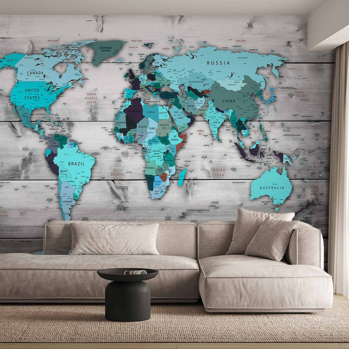 Fotobehang World Map: Blue Continents