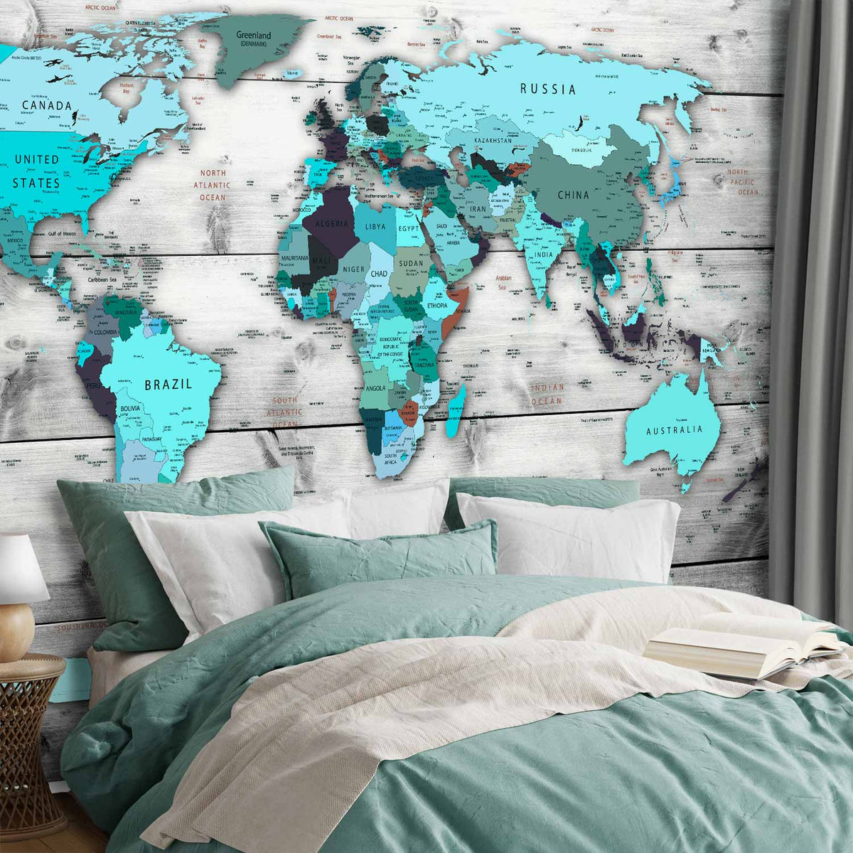Fotobehang World Map: Blue Continents
