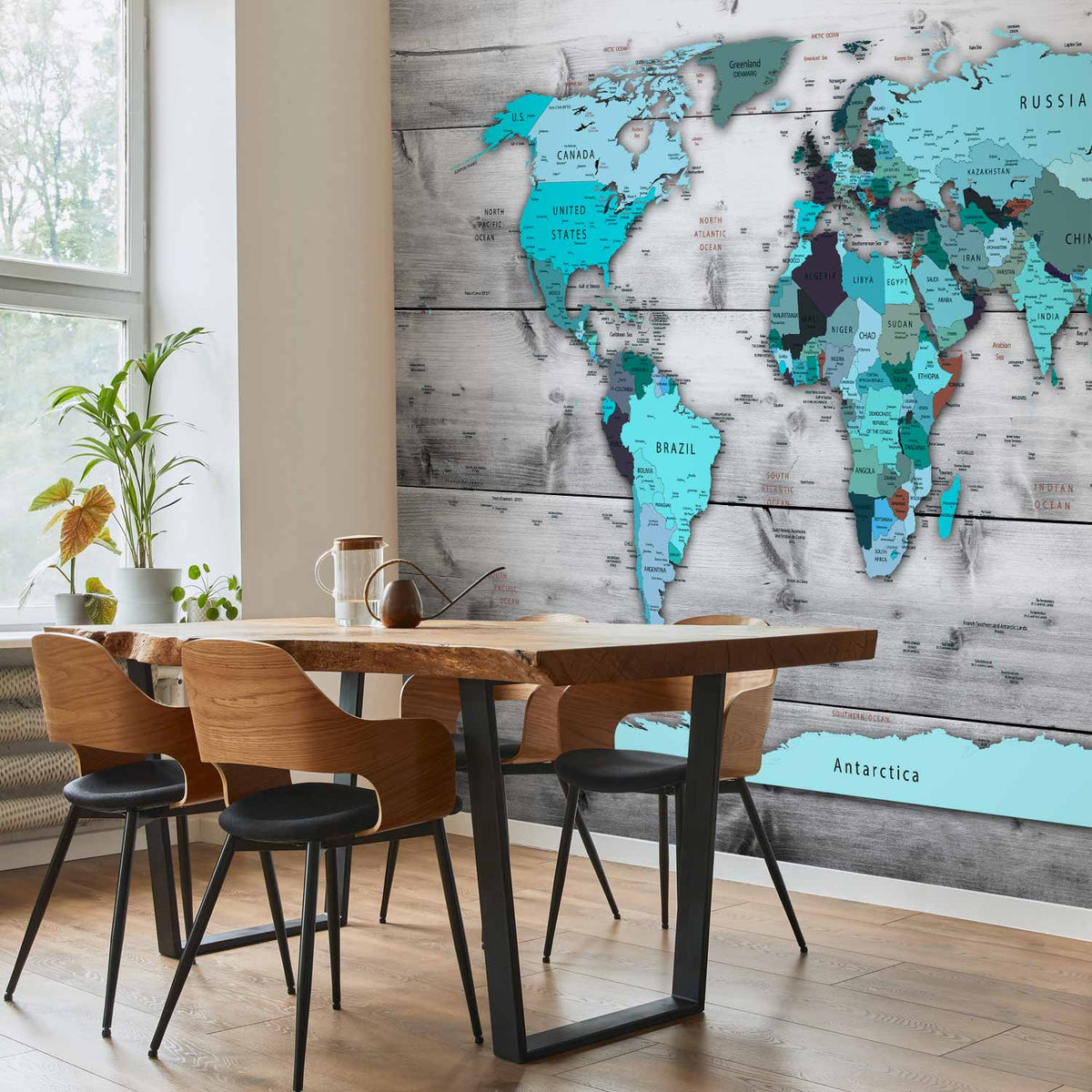Fotobehang World Map: Blue Continents
