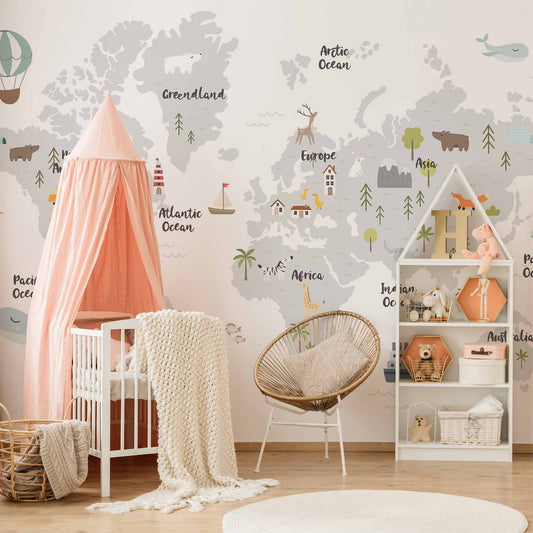 Fotobehang Minimalist Map for Children's Room