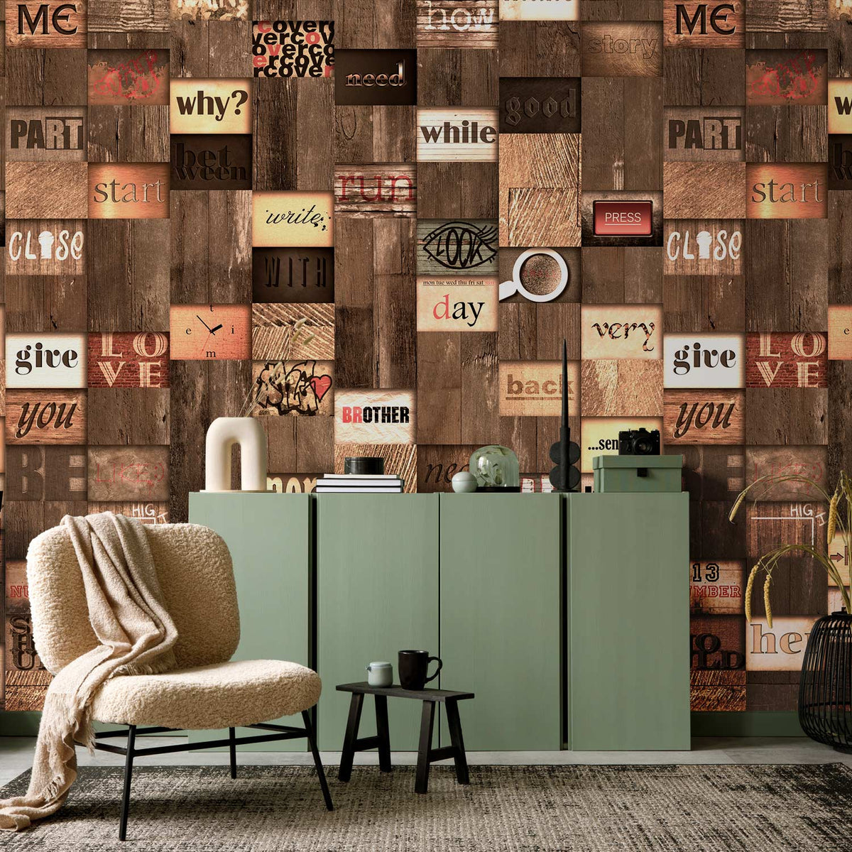 Behang Oude Inscriptie — sfeerfoto 1