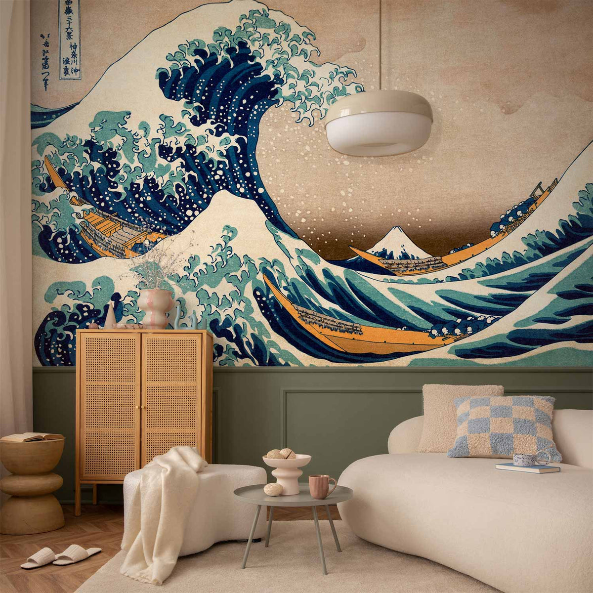 Fotobehang Hokusai: The Great Wave off Kanagawa (Reproduction)