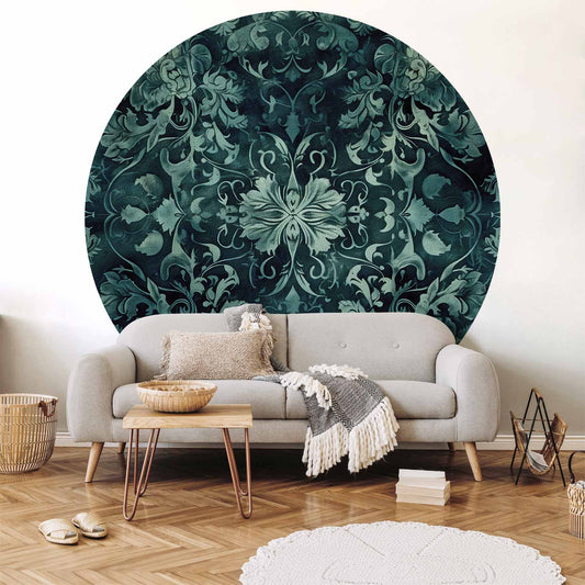 Rond fotobehang Smaragdtapijt — sfeerfoto 1