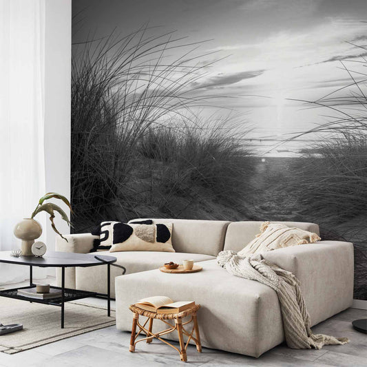 Fotobehang – Strand in zwart-wit